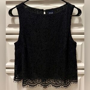 NWT GAP Women's Elegant Black Sleeveless Lace Blouse - Size XS